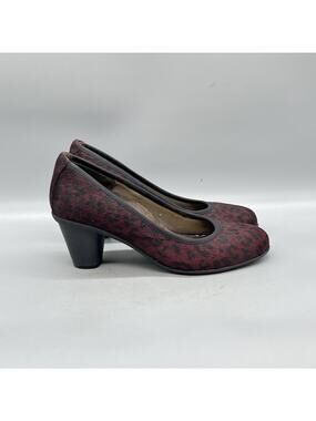 Vionic Shoes Womens 7.5 Red Leopard Calf Hair Mabrey Cone Heel Pumps Round Toe